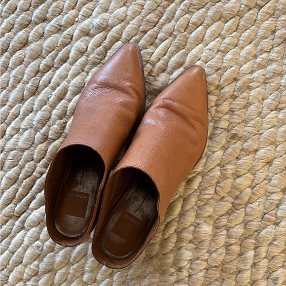 Dolce Vita Tan Leather Mules with Studded Heel - Picture 2 of 4